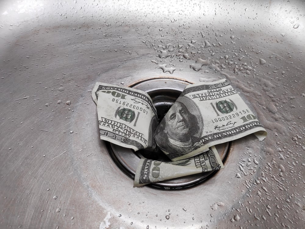 money going down the drain